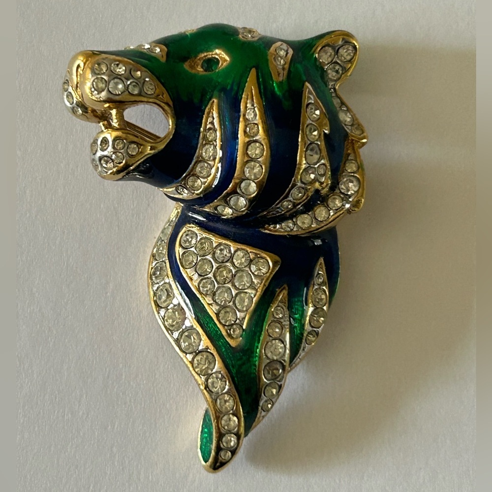 Tiger Brooch Pin Vintage signed A&S Attwood Sawyer